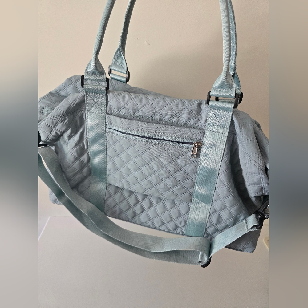Blue Quilted Weekender Travel Bag + Matching Crossbody Set - Picture 3 of 8